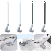 Escova de banheiro com cabeça triangular de silicone cerdas macias flexíveis golfe ferramentas de limpeza de vaso sanitário com cabide autoadesivo