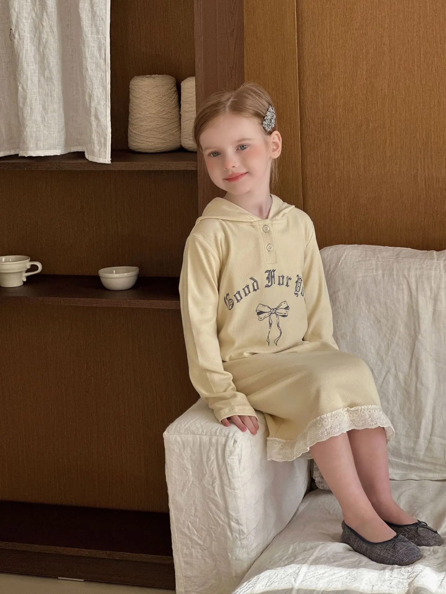 thumbnail image 1 of Korean Style Girls' Hoodie Dress 2-7Y Children's Printed Lace Hem Dress 2025 Spring and Autumn Kids Clothing, 1 of 6