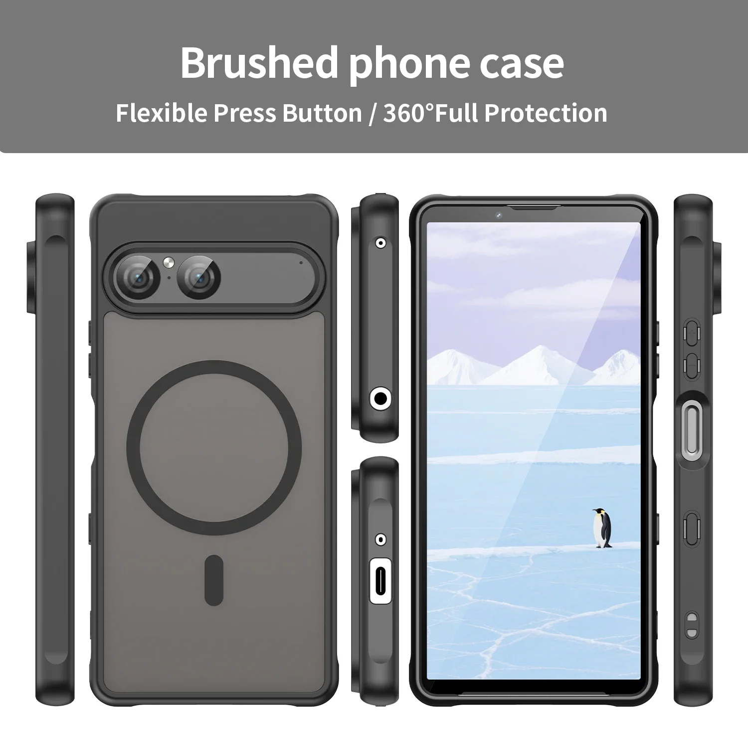 MagSafe Wireless Charging Matte TPU Cover with Camera Lens Protection and Shockproof Design