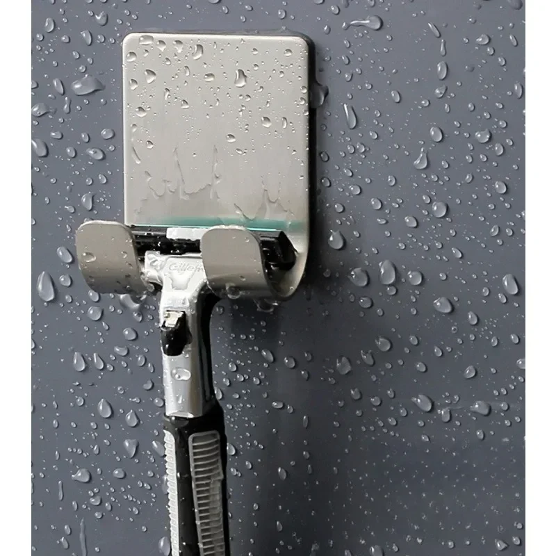 Razor Holder 1/2pcs Storage Rack Shelf Stainless Steel Razor Holder Wall Bathroom Hair Dryer Shaving Razor Stand Organizer Hanger Hooks