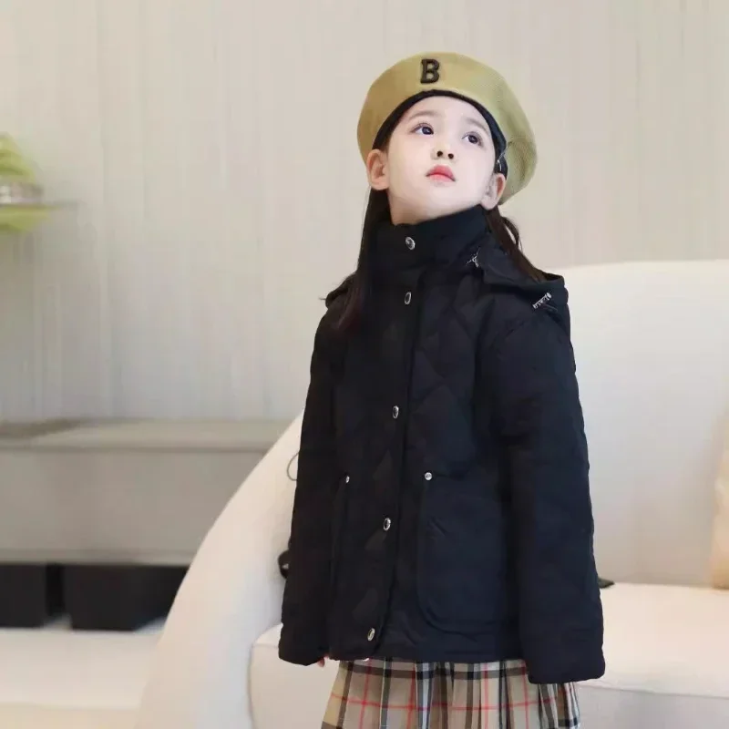 Korean Boys Girls Stand Collar Hooded Cotton Children's Coatwinter Waterproof Thick Warm Parent-Child Winter Outerwear