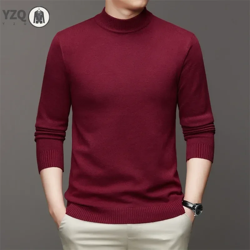 7 Colour Men's Half High Neck Long Sleeved Solid Color Sweater Soft, Warm and Comfortable Top with a Base 2