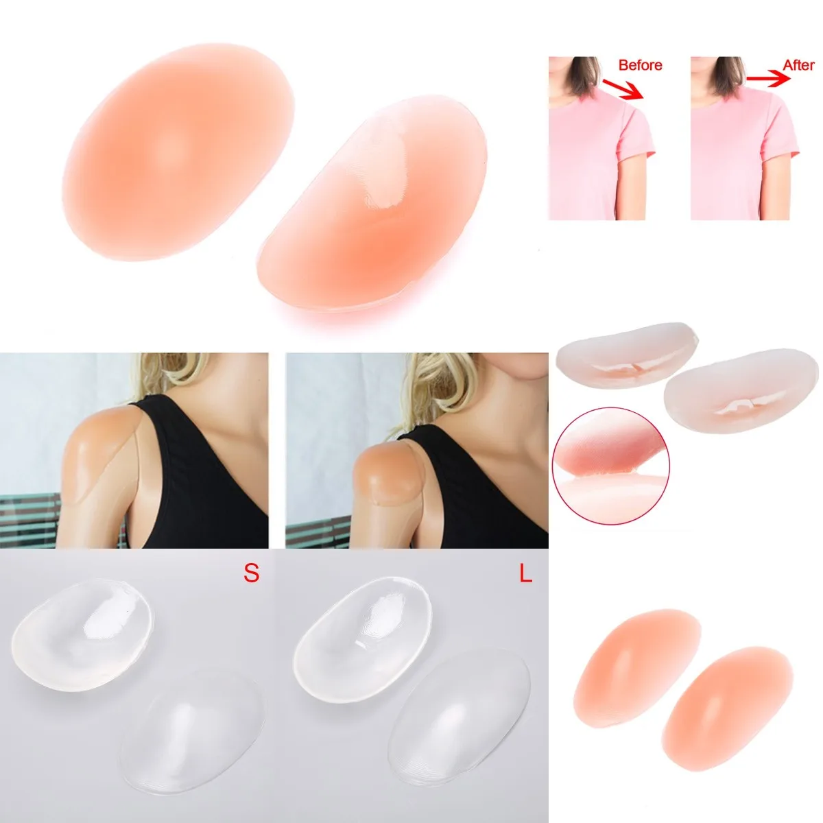 1Pair Soft Silicone Shoulder Anti Slip Shoulder Pads For Dress Sewing Accessories Enhancer Clothing
