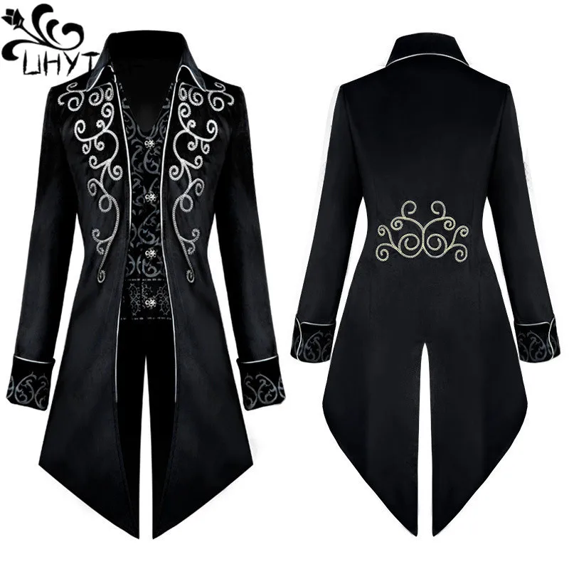 

Medieval Tuxedo Steampunk Vintage Gothic Victorian Long Sleeve Windbreaker Medieval Vintage Suit Prince Costume For Men Coat 577