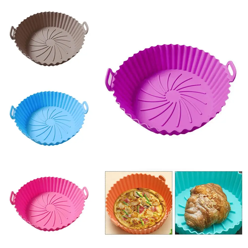 Reusable Pink Air Fryer Accessories Basket Silicone Pot Baking Tray Mat Oven Nonstick