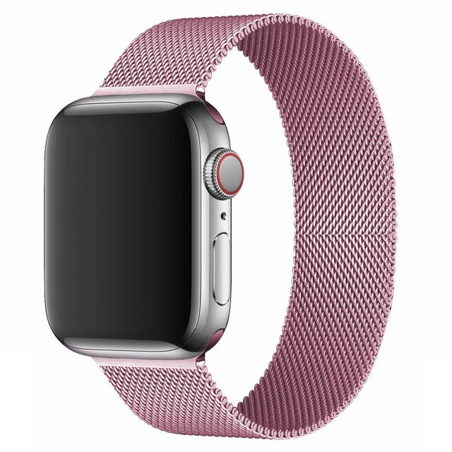 Magnetic Loop Strap For Apple watch Band 45mm 41mm 44mm 40mm 42mm 38mm Stainless steel correa bracelet iWatch serie 3 7 5 6 se 3 Rose pink 8