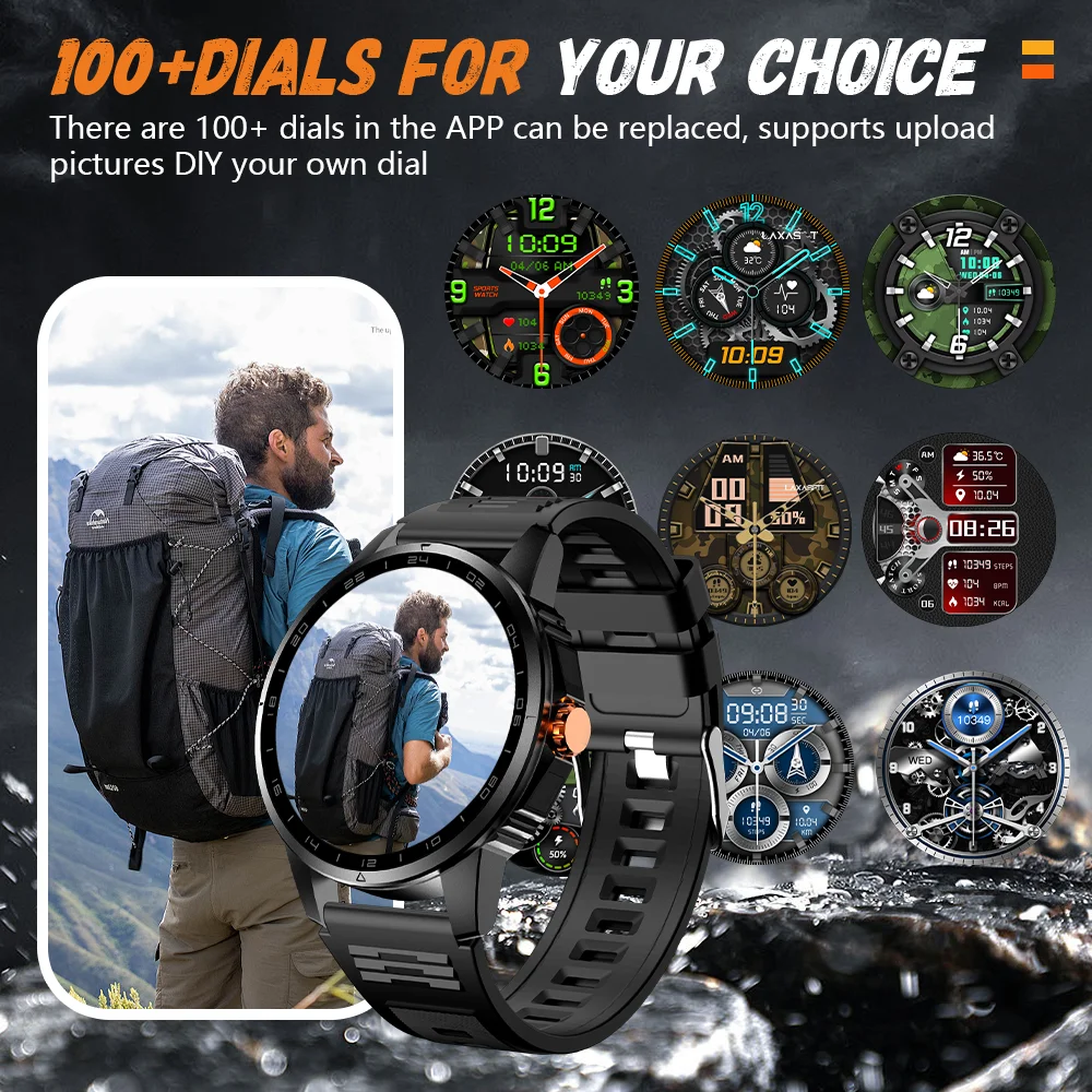 2026 Men's Smart Watch LED Outdoor Flashlight Bluetooth Call Multifunctional Sports Fitness Tracker Large Capacity Battery 6