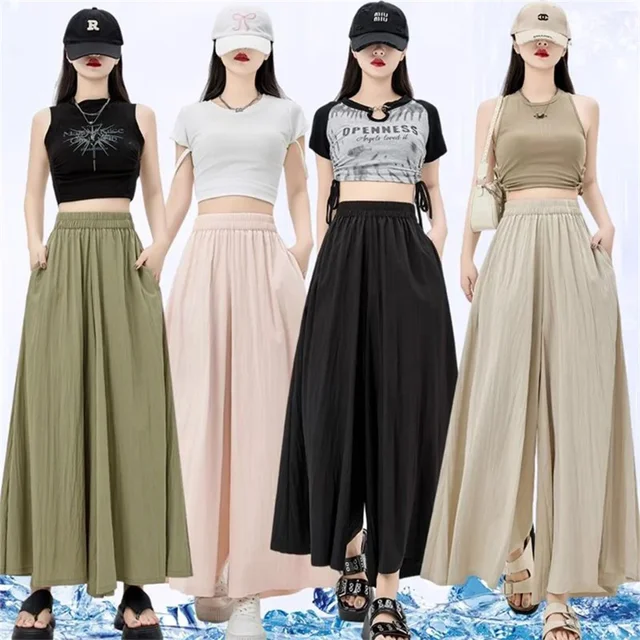 Pantalones Culotte hasta el tobillo de seda de hielo novedad de