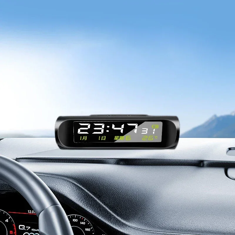 Solar Auto Digitaluhr mit LCD-Uhrzeit Datum im Auto Temperatur anzeige für  Outdoor-Auto Teil Dekoration Autozubehör - AliExpress