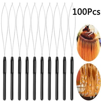 100-Piece Hair & Feather Extension Tool Kit — Wig Hook, Loop & Bead Installation Tools