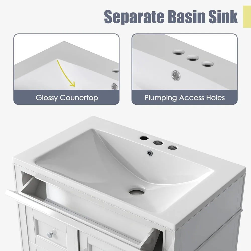 30'' Bathroom Vanity with Single Sink Combo, Modern Bathroom Storage Cabinet with Drawers Doors, Freestanding Vanities