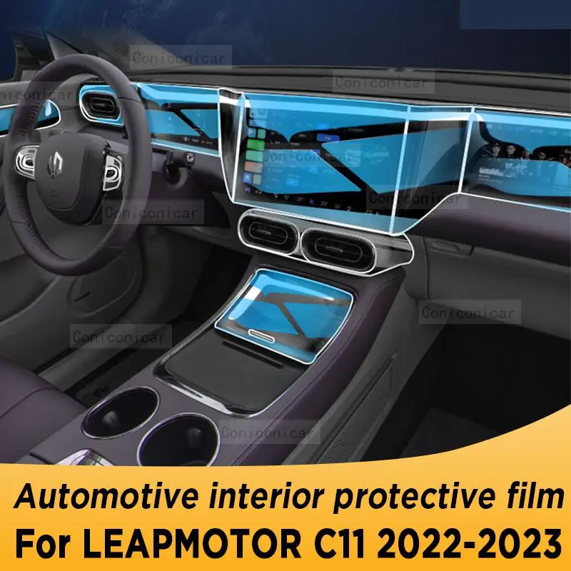 

For LEAPMOTOR C11 2022 2023 Gearbox Panel Navigation Screen Automotive Interior TPU Protective Film Anti-Scratch Accessories