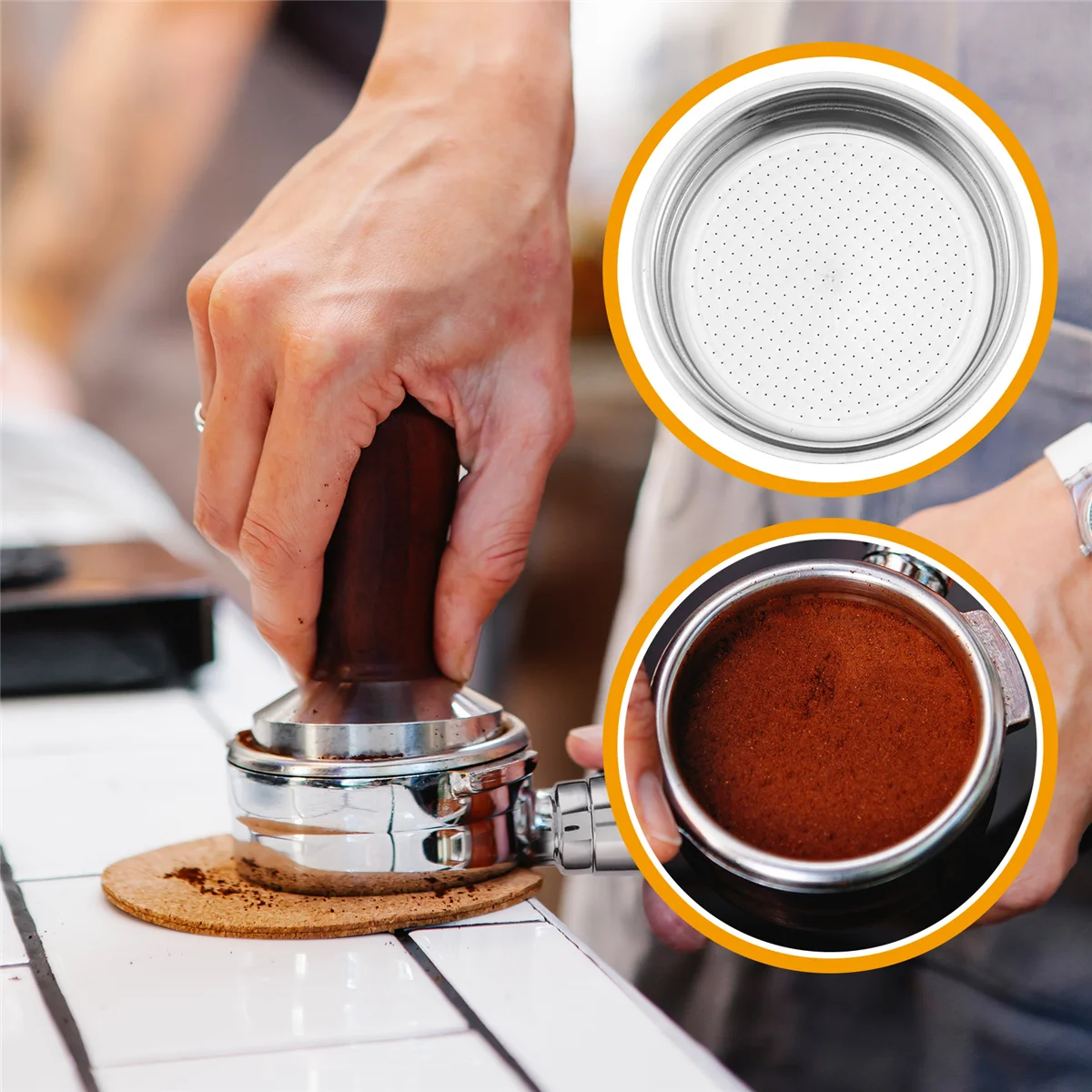 2PCS 51mm Stainless Steel Coffee Machines Pressurized Filter Basket Powder Basket Coffee Bottomless Portafilter Filter HOT
