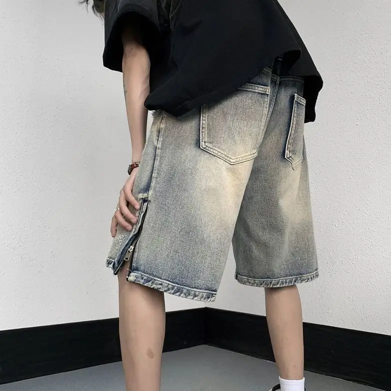 Men's High Street Ripped Denim Versatile Loose and Handsome Shorts