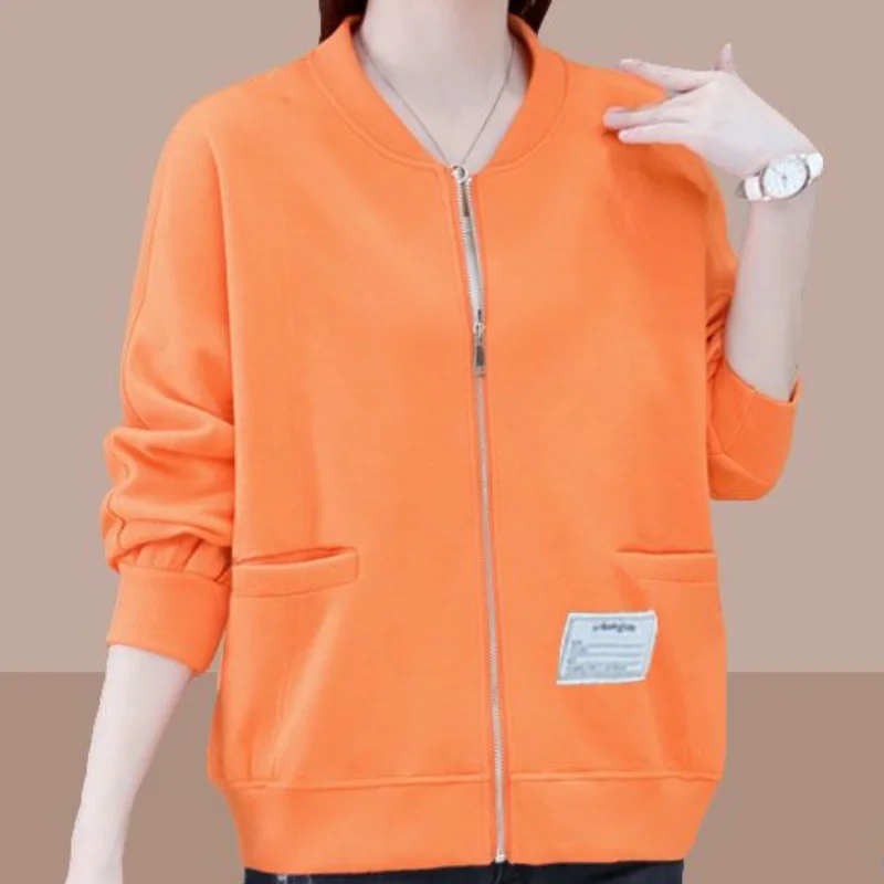 Women's Clothing 2023 Autumn and Winter Fashion New Spliced Zipper Round Neck Long Sleeve Simplicity Solid Color Sweatshirts
