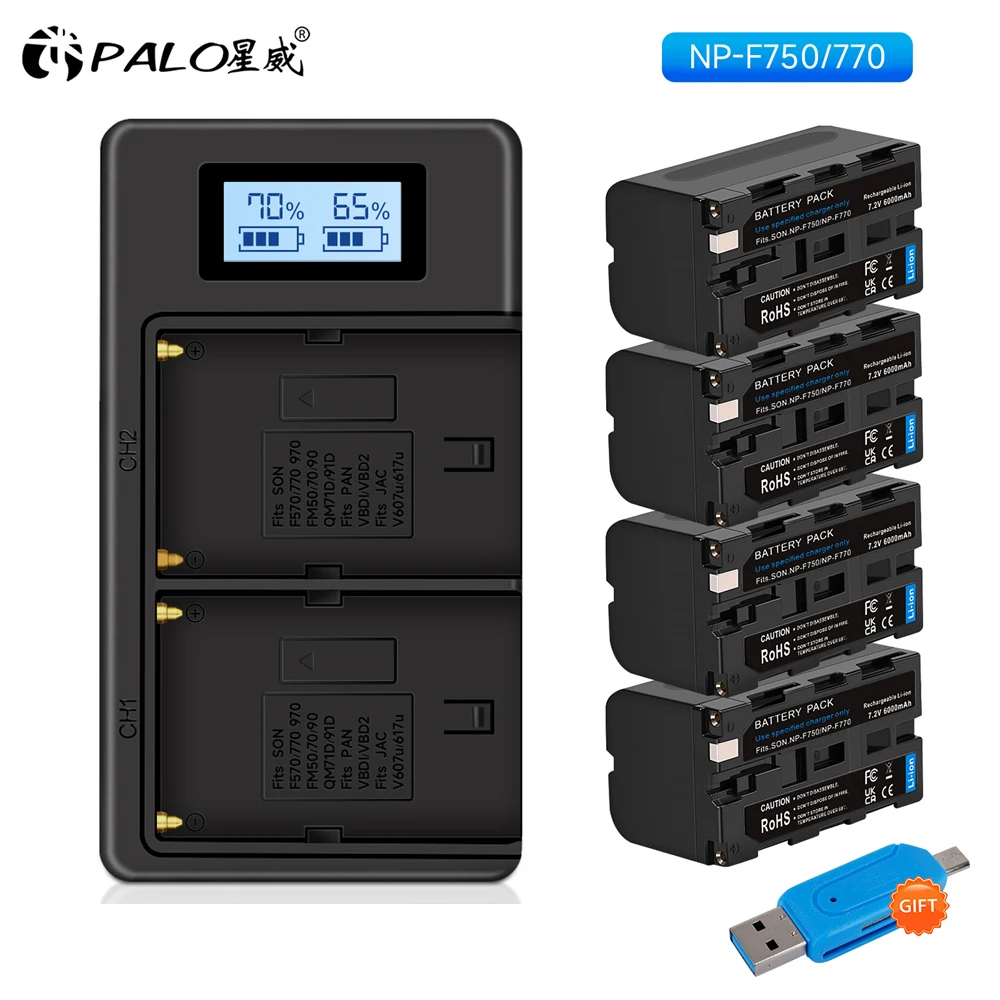 Palo Np-F750 Np-F770 Np F750 Np F770 Batteria Akku + Lcd Usb Caricabatterie Per Sony Np F970 F960 F550 F570 F750 Qm91D Ccd-Rv100 Tru47E