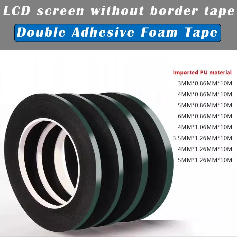 

10M 3mm 3.5mm 4mm 5mm 6mm Double Sided Sticky Foam Tape Adhesive LCD Screen Frameless For TV Borderless Curved Display Sealing