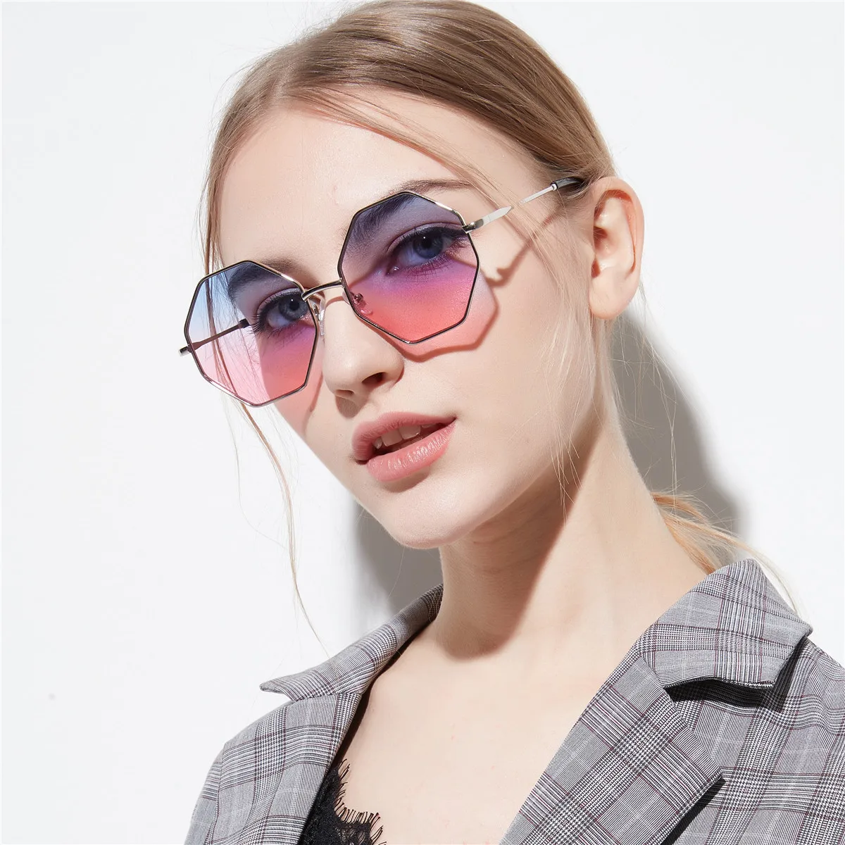 Hexagon Sunglasses Women Small Frame Polygon Sunglasses