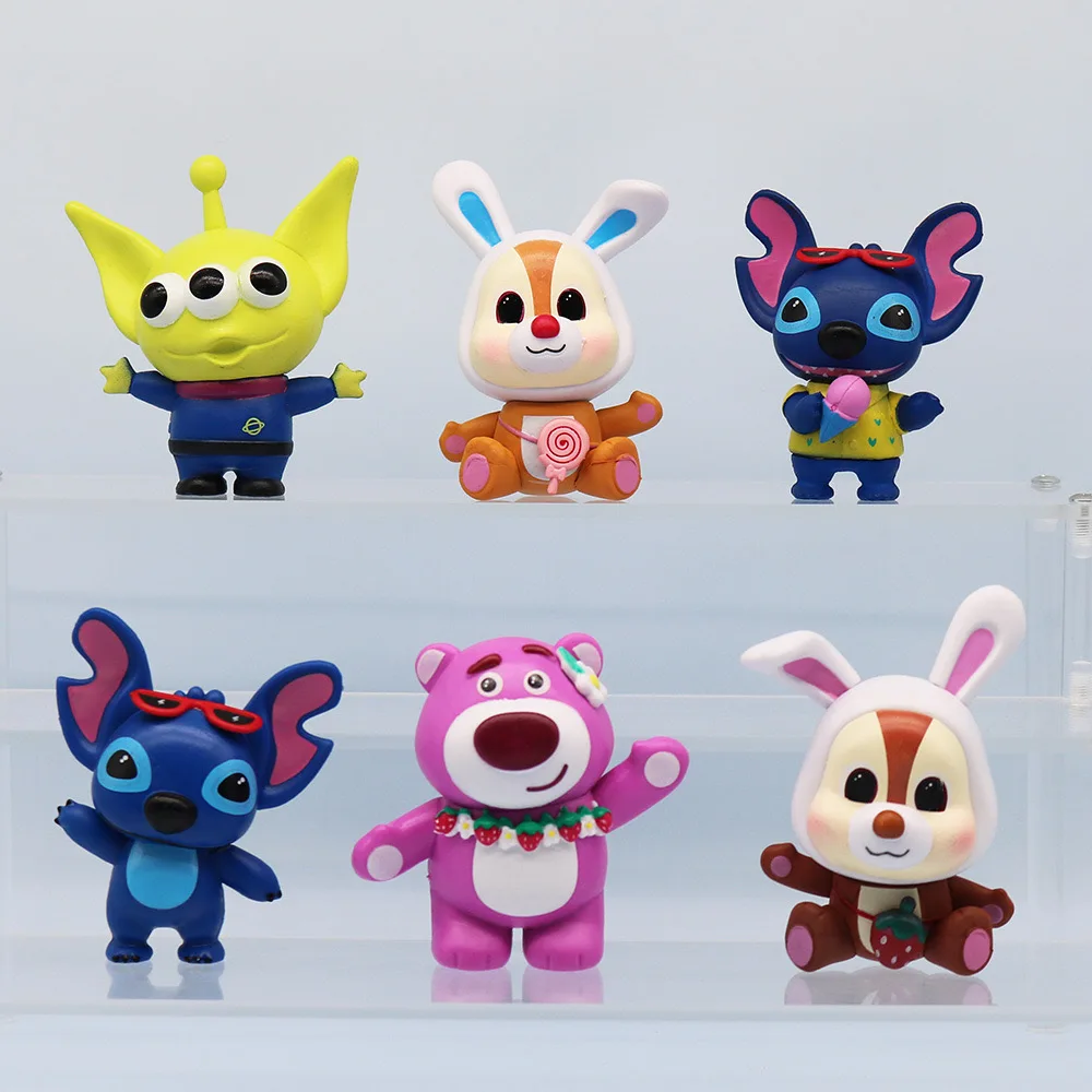 Juguete de animación de para niños, figura de Stitch, super lindo, chico de tres ojos, toy Story, oso de fresa, muñeca Chichitit