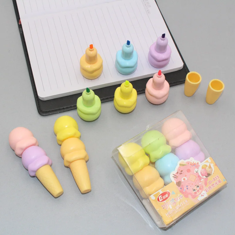 6 Farben/Set niedlich imontierte Eiscreme Bonbon Farbe Text marker – Detail 1