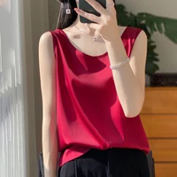 Women Tops Solid Spring Summer Casual Crop Tops Sexy O-neck Tank Tops Office Lady Pink White Top 2024 Fashion Korean Tank Top - Image 6