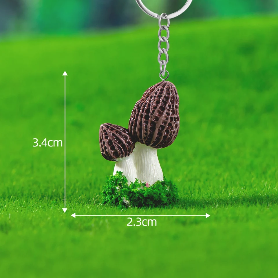 Cute Novelty Mini Mushroom Key Chain Women Girl Tiny Resin