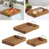 Rectangular Hand Woven Serving Tray Multipurpose Decoration Vegetables Holder Kitchen Organizer Crafts for Coffee Table Home 3