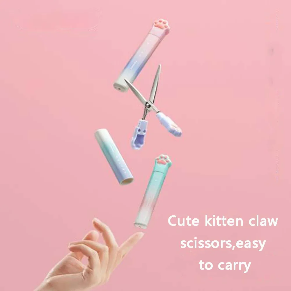 Cute Cat Claw Scissors - Portable Gradient Stationery Tool