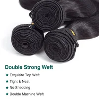 Extensions de cheveux naturels indiens Remy vierges non traités, couleur naturelle, lisses comme des baguettes, 1 à 4 mèches pour femmes noires 3