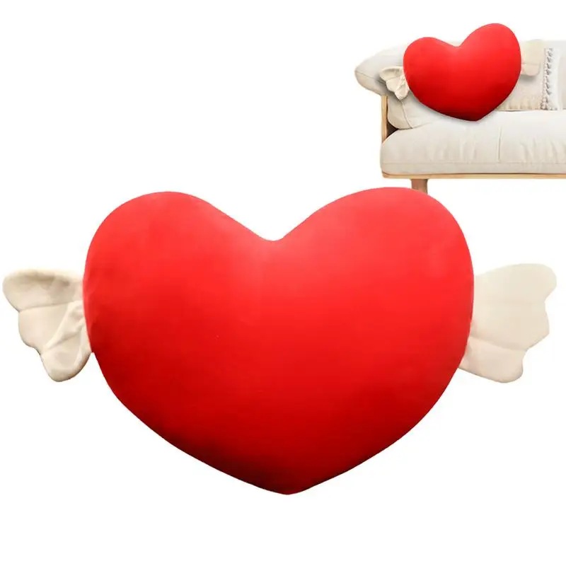 

Cute Pillows Aesthetic Christmas Plush Throw Pillow With Angel Wings Heart Shaped Pillow For Outdoor Indoor Decor Soft Heart