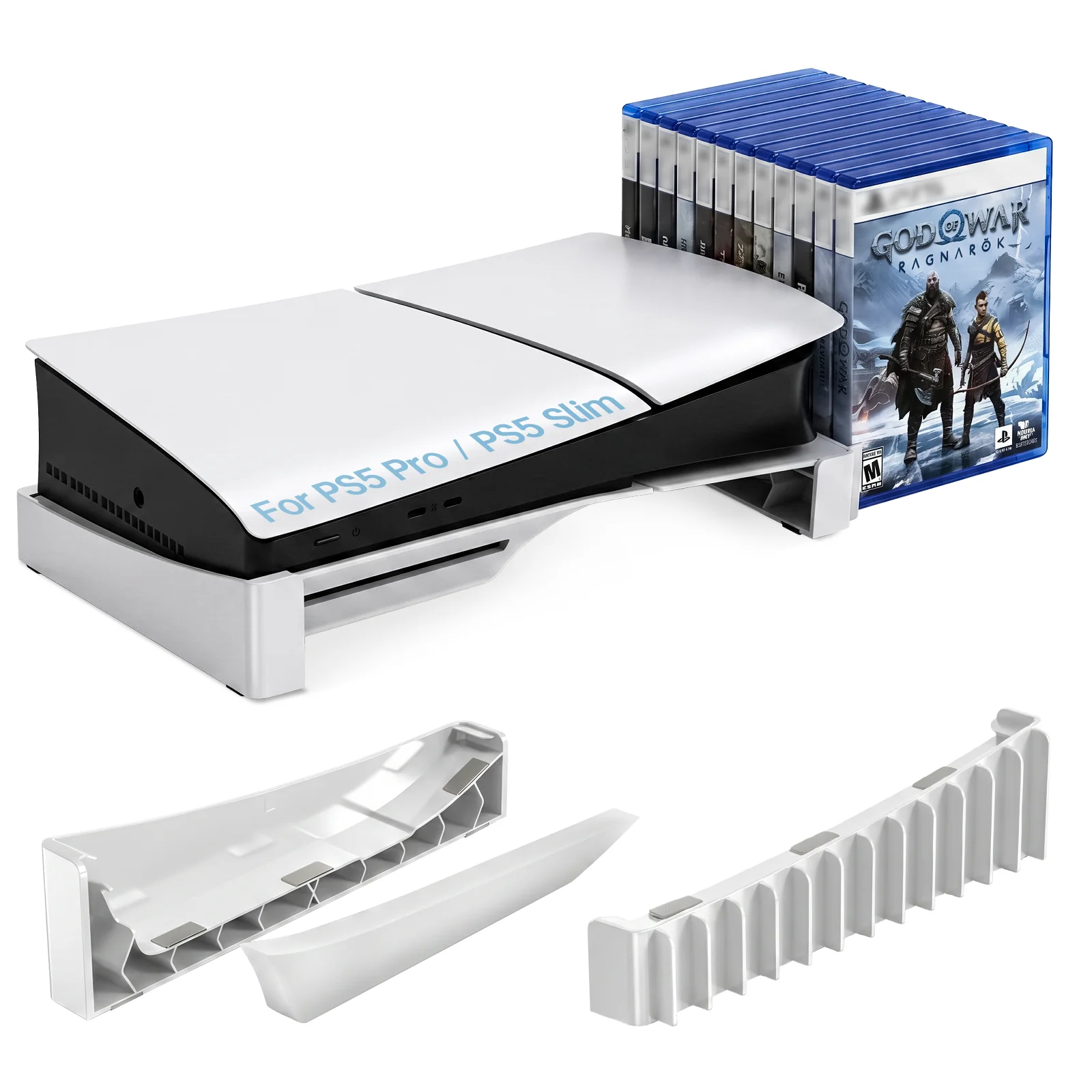 Deluxe Horizontal Stand for Gaming Console with 12-Disc Storage