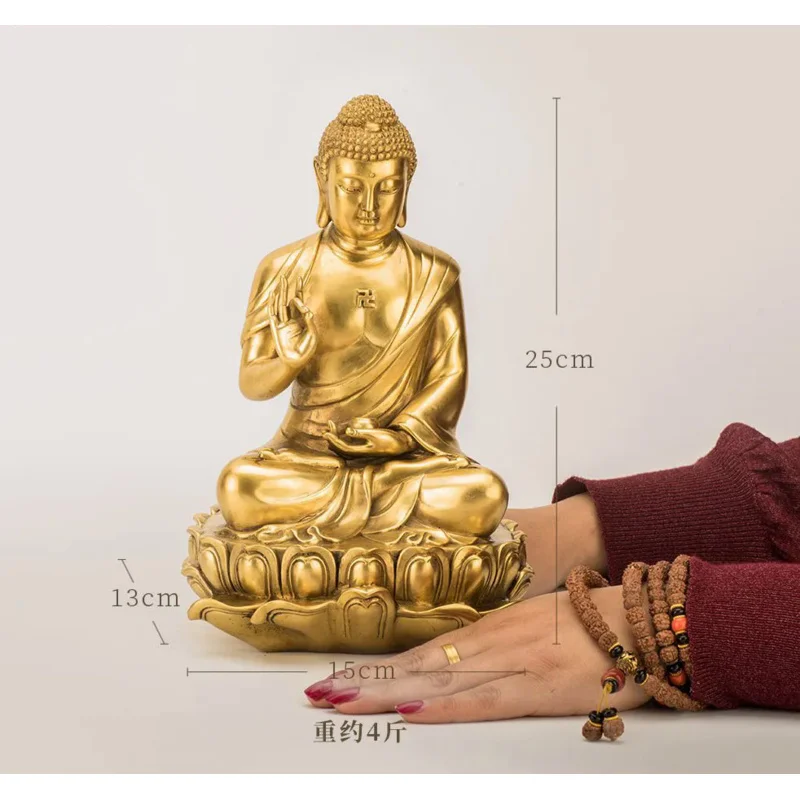 

GOOD-25CM large -HOME lobby Temple Company Buddhism Worship efficacious Good luck Auspicious Lotus RU LAI Buddha brass statue
