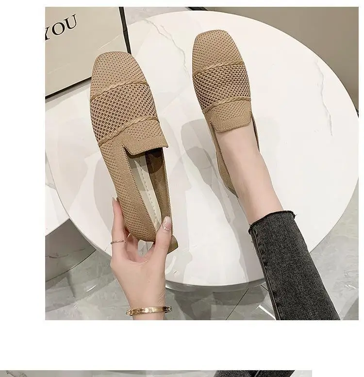 靴 CITYSHOP C ME Square toe mesh flat shoes 2025 New Summer Mesh Square Toe Breathable Women Shoes