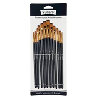 12pcs Flat Paint Brush Set - Professional Artist Quality for Acrylic, Oil, Watercolor & Gouache with Durable Synthetic Nylon 1