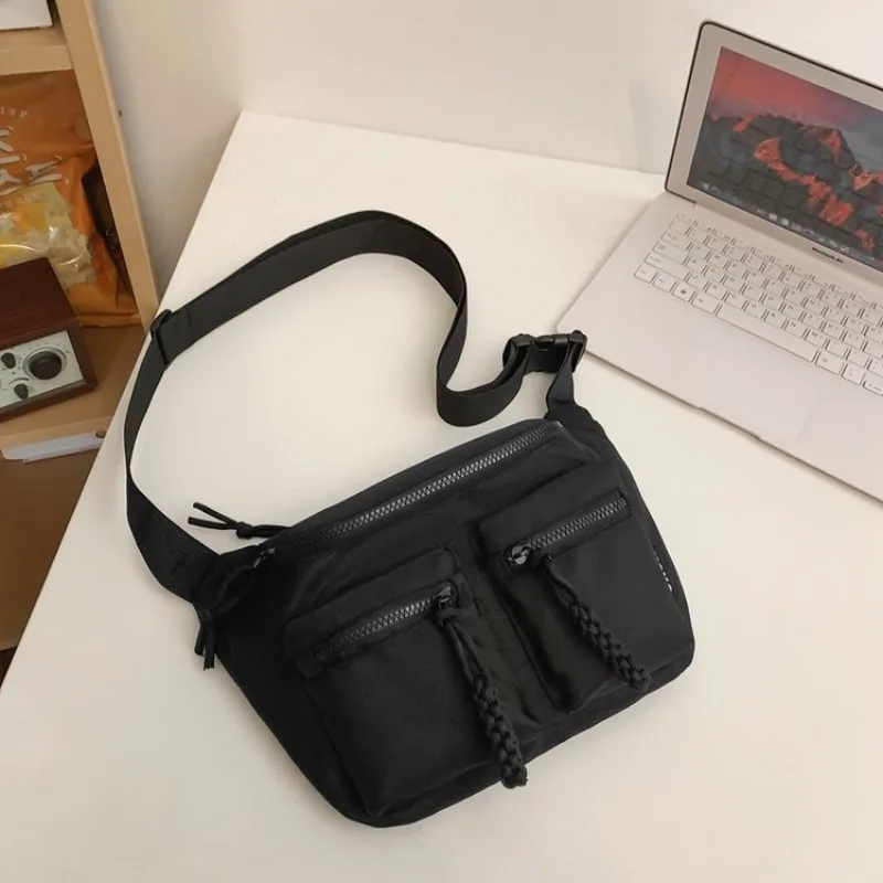 

Solid Mahua Zipper Nylon Versatile Crossbody Bag Multiple Pockets High Capacity Chest Pack 2024 Hot Sale Bags for Women and Man
