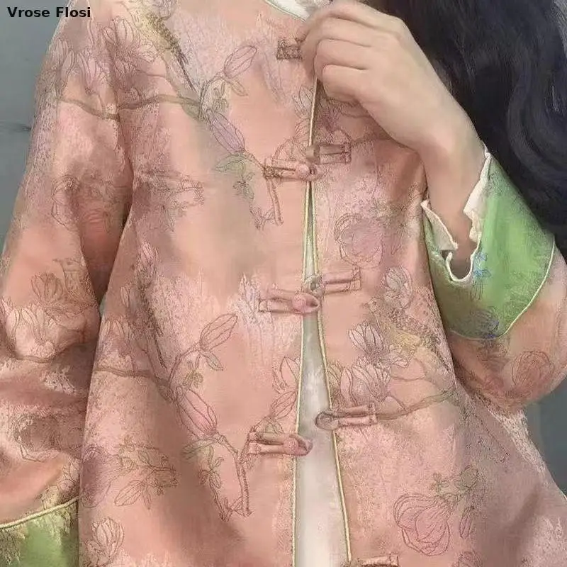 Chinese Style Embroidered Tang Suit Jacket Spring Autumn New Unique Top Lady Elegant Improved Tangsuits Long Sleeve Coat