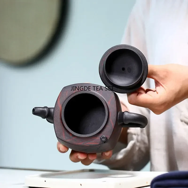 140ml Yixing Yixing purple clay teapot raw ore red clay handmade stone spoon tea pot Kung Fu tea set