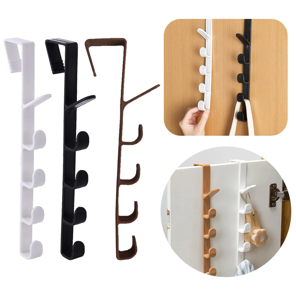 Five-segment Door Hanger Hook Multi-functional Coat Bag Towel Door Seamless Rack Home Bedroom Organizer Utensils Hook
