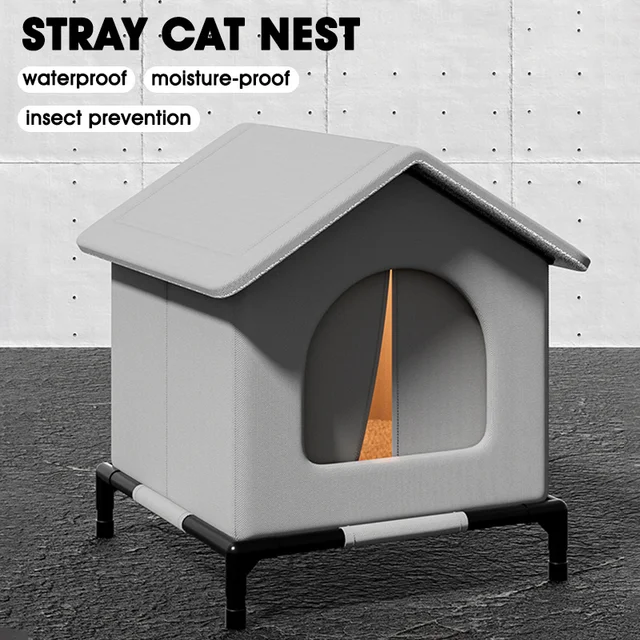 Stray Cats Shelter Winter Pet Furniture Oxford Cloth Weatherproof Cat House Stray Cat Dog Rescue Supplies Indoor And Outdoor Use 2