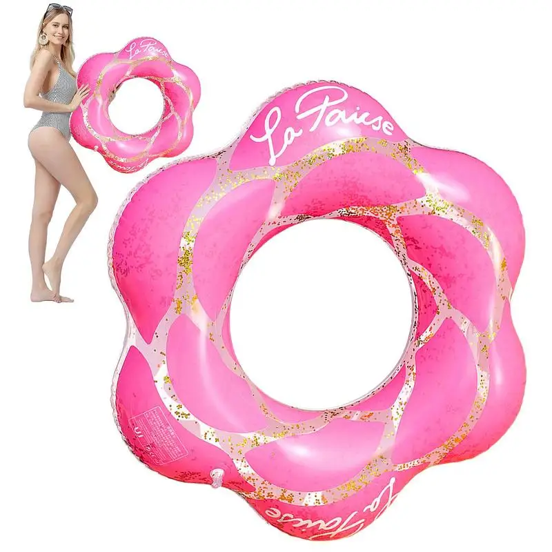 

Kids Pool Ring Swimming Ring Kids Float Swim Float Water Toys Pool Float Leak-Proof Swim Rings Petal Sequin Swimming Floatie