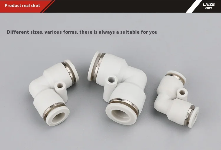 Description Picture 5 of itemAir Pneumatic Fittings White PV Elbow Quick Connector