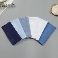 3Pcs 40x40cm Solid Color White Blue Plain Men Handkerchiefs Pocket Hankies Soft Cotton Sweat Square Towels Tea Party Favors 2