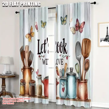 2 pezzi, tende stampate Stampa aereo 2D Stampa cucina a colori Poliestere durevole versatile (senza asta) Uso regali per la camera da letto 1