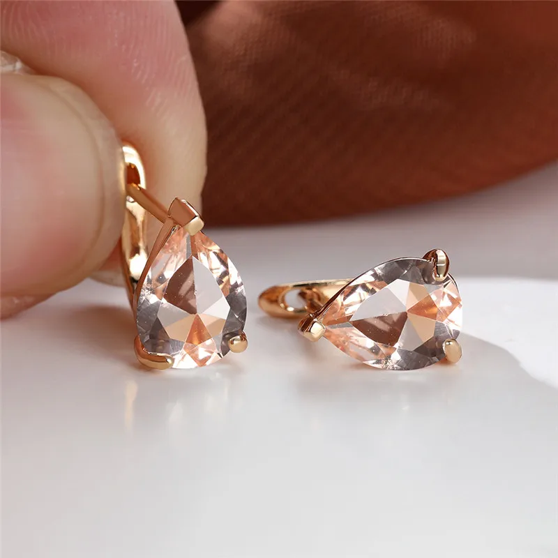 Cute Female Black Zircon Stone Clip Earrings Gold Color Small Wedding Jewelry For Women