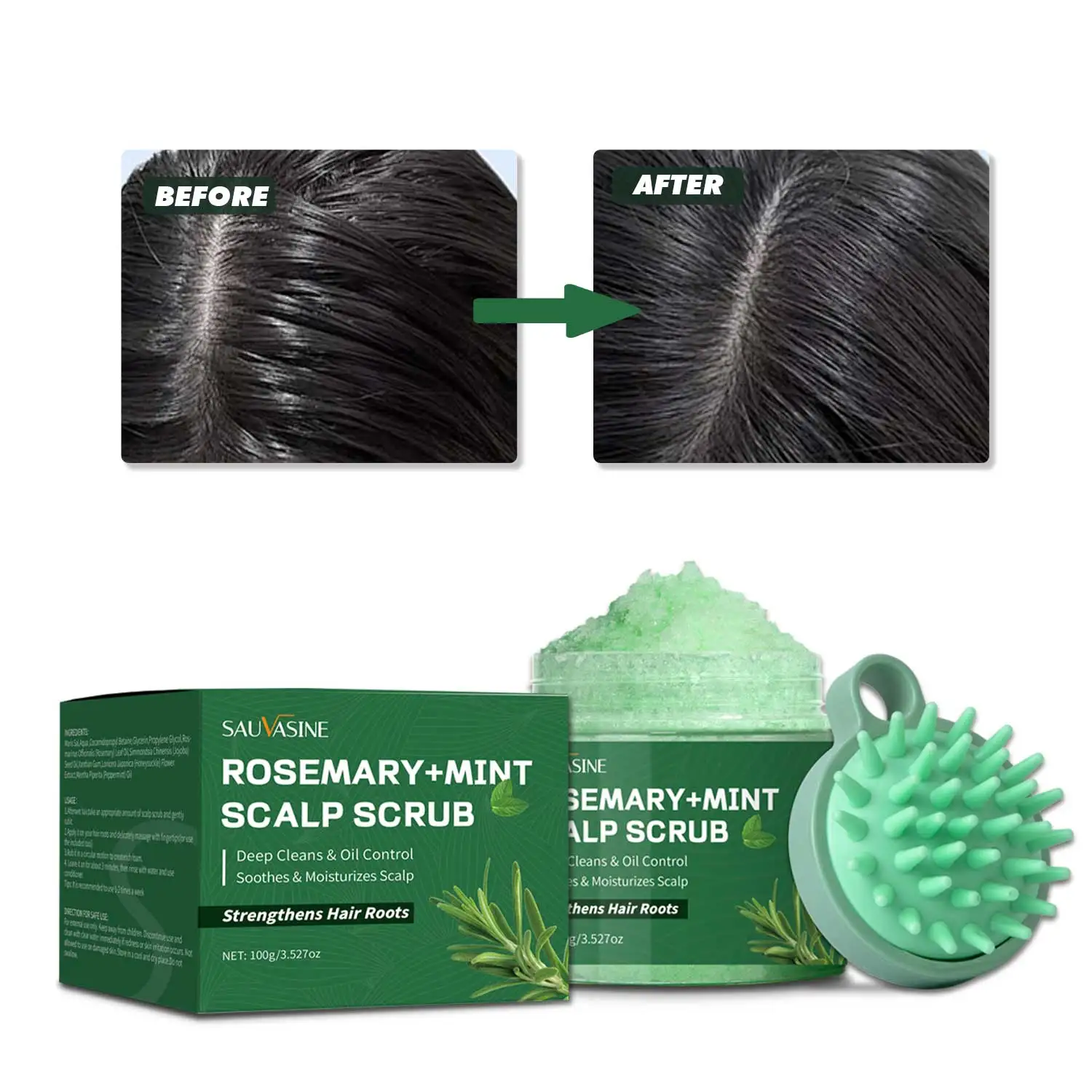 100g Rosemary Mint Scalp Scrub Deep Cleansing Refreshing Oil Control Rosemary Shampoo for Strengthens Hair Nourishing the Scalp 6
