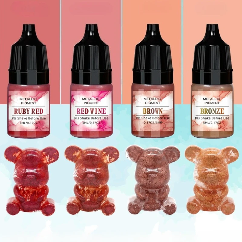 24색 5ml 메탈릭 알코올 잉크 세트 (레진 틴팅, 마블링, DIY 공예용) - 선명하고 혼합 가능한 색상, 아크릴 페인트