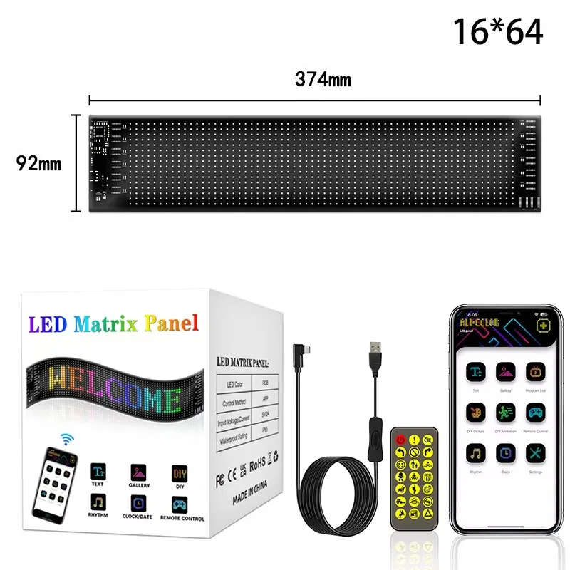 16x64LED 9.2x37.4cm