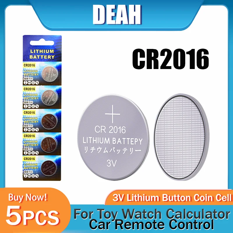 PKCELL-Pile bouton au lithium pour montre, jouet, clé de voiture, pièce de  monnaie, CR2016, 3V, CR 2016, DL2016, LM2016, KCR2016, ECR2016, GPCR, 5  pièces - AliExpress