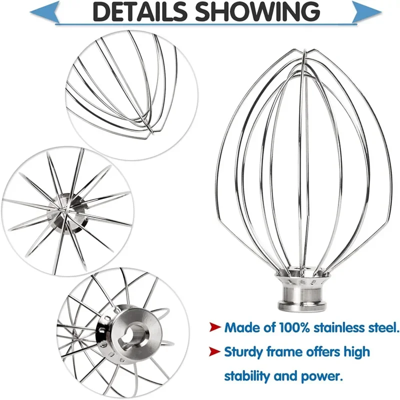 Stainless Steel Whisk Attachment for KitchenAid 5-6-Quart Lift & Turn Bowl Mixer Wire Whisk Replacement Egg Cream mixer accessories kitchen cooking accessories