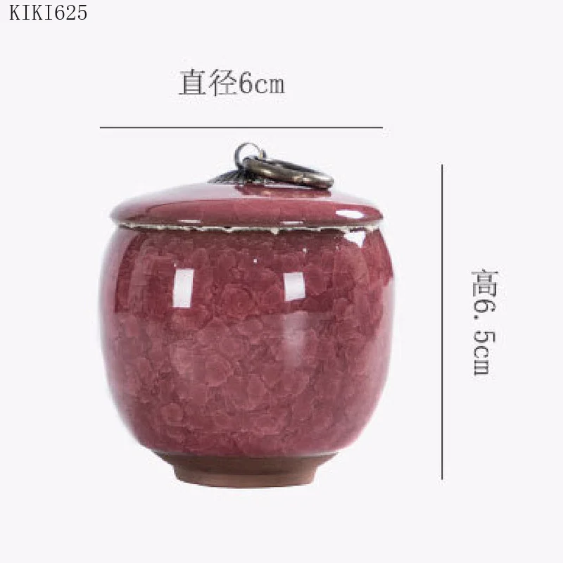 Cracked Ceramic Tea Caddy Enamel Mini Storage Jar Household Portable Travel Tea Caddy Small Object Storage Container Home Decor tea tin box tea canister
